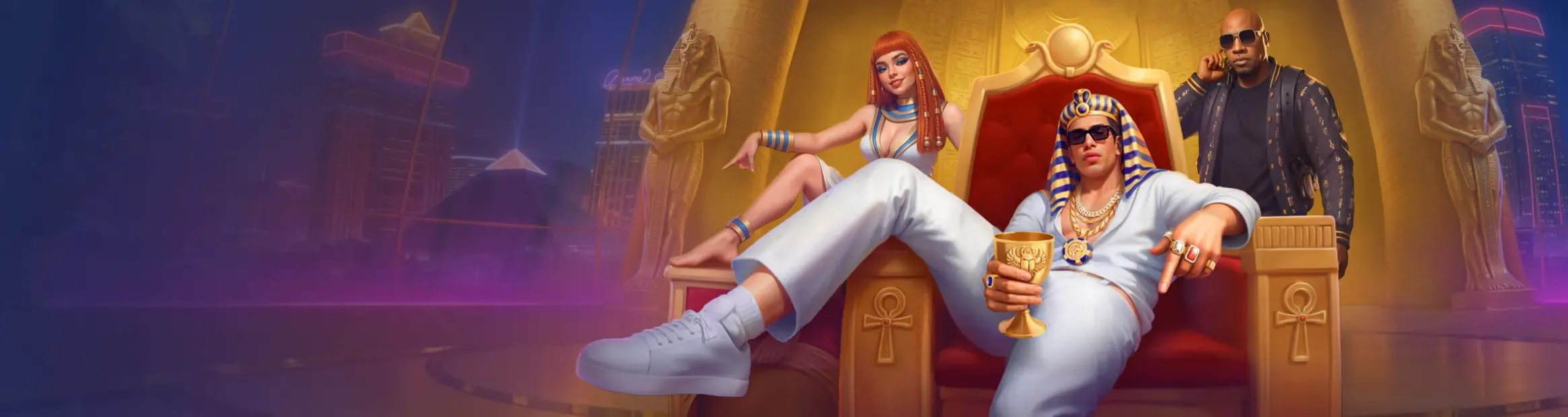 Realz Casino welcome package promotion with casino characters